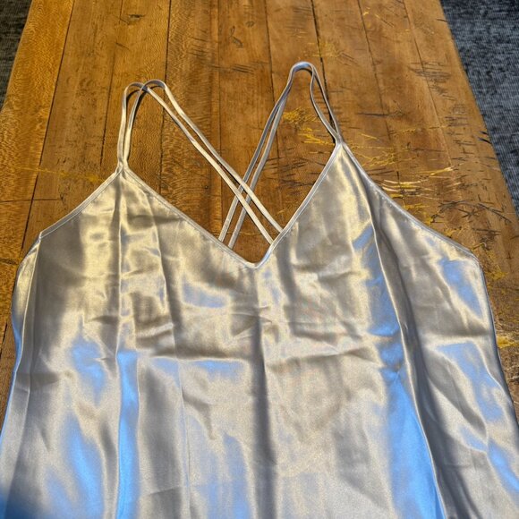 100% Baby Blue Chic Silk Midi Dress - Picture 2 of 7